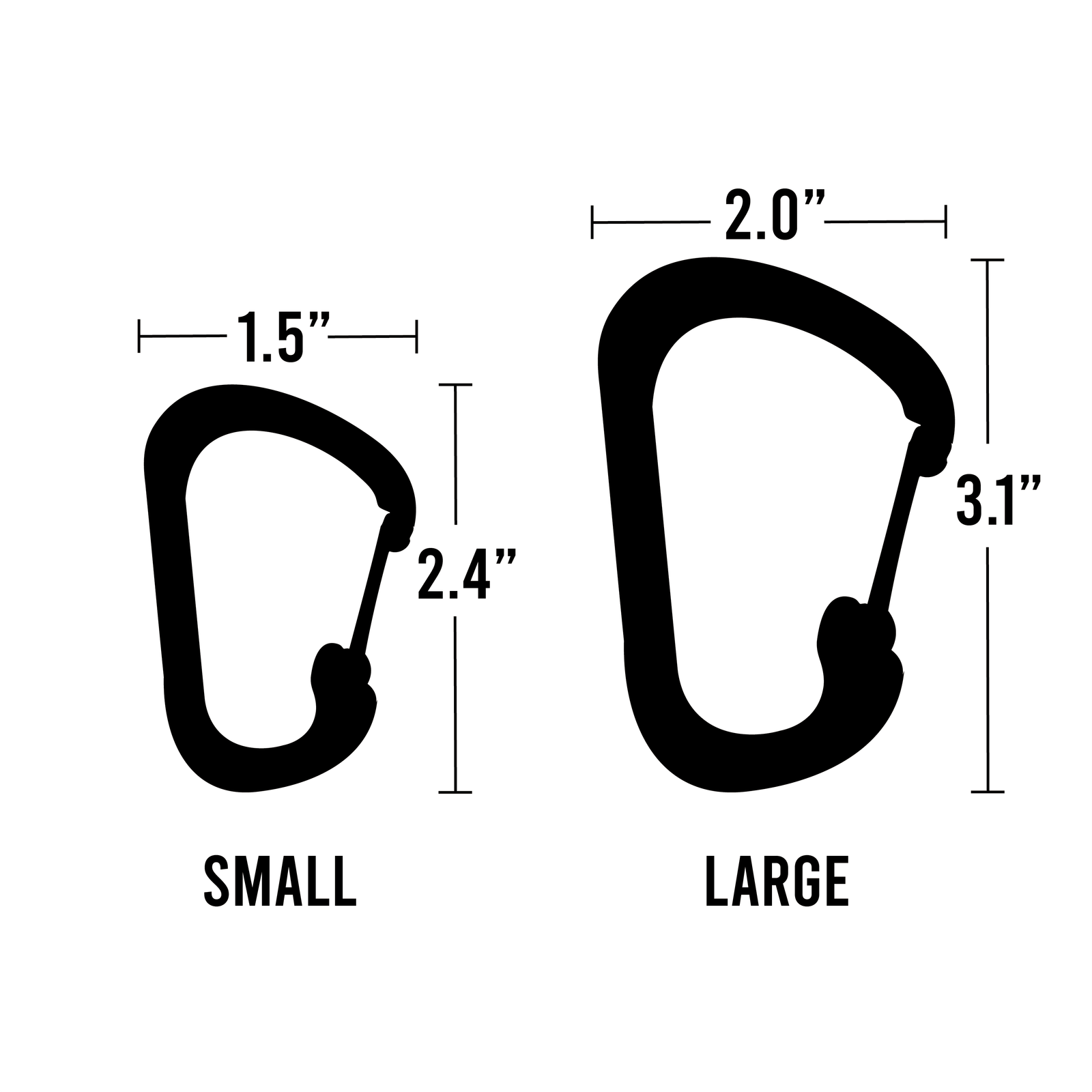 SlideLock size comparison: #3 (Small) on left, #4 (Large) on right.